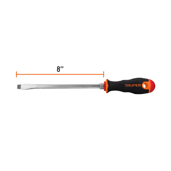 Desarmador plano 3/8' x 8' mango Comfort Grip, Truper Código: 100834
