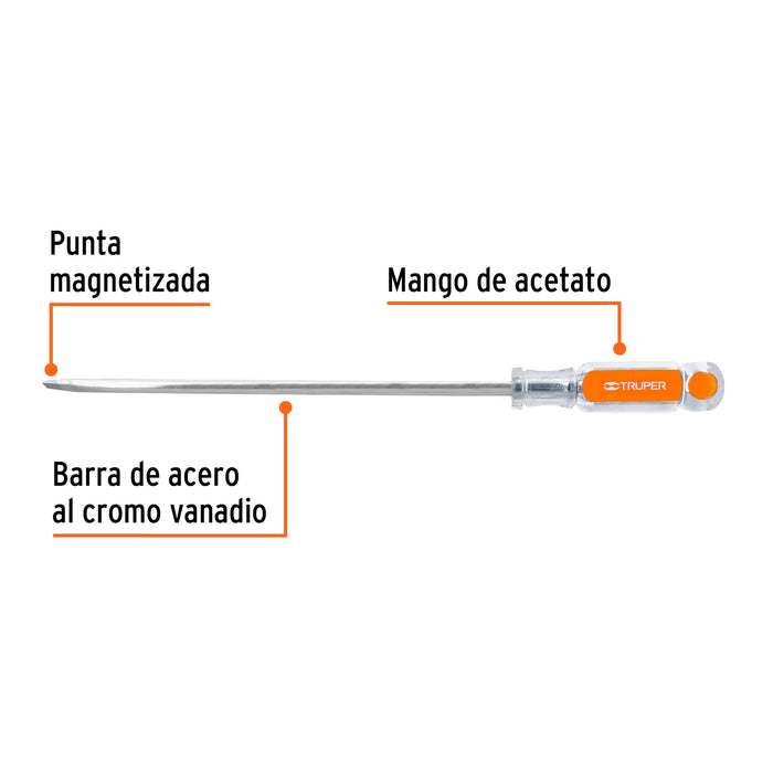 Desarmador plano 5/16' x 10' mango de acetato, Truper Código: 14005