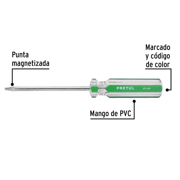 Desarmador punta Torx T 10 mango de PVC, Pretul 29982 DT-10P