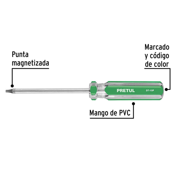 Desarmador punta Torx T 15 mango de PVC, Pretul 29983 DT-15P