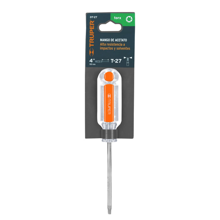 Desarmador punta Torx T 27 mango de acetato, Truper 15105 DT-27