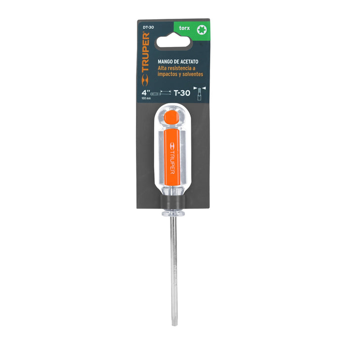 Desarmador punta Torx T 30 mango de acetato, Truper 15106 DT-30
