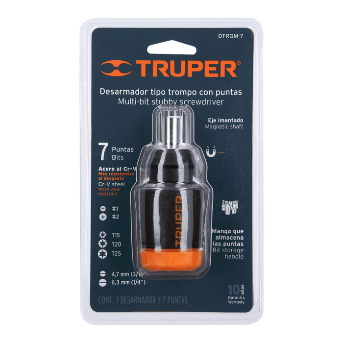Desarmador tipo trompo con 7 puntas, Truper 10751 DTROM-7