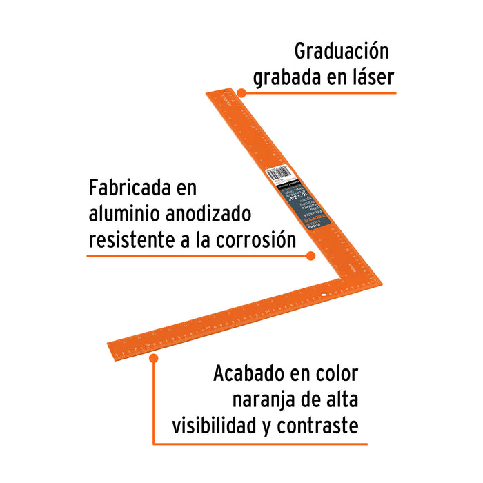 Escuadra 16'x24' de aluminio color naranja para cantero 101386 E-16X24N