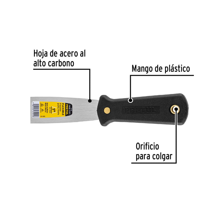 Espátula flexible 1' con mango de plástico, Pretul 20322 E-1F
