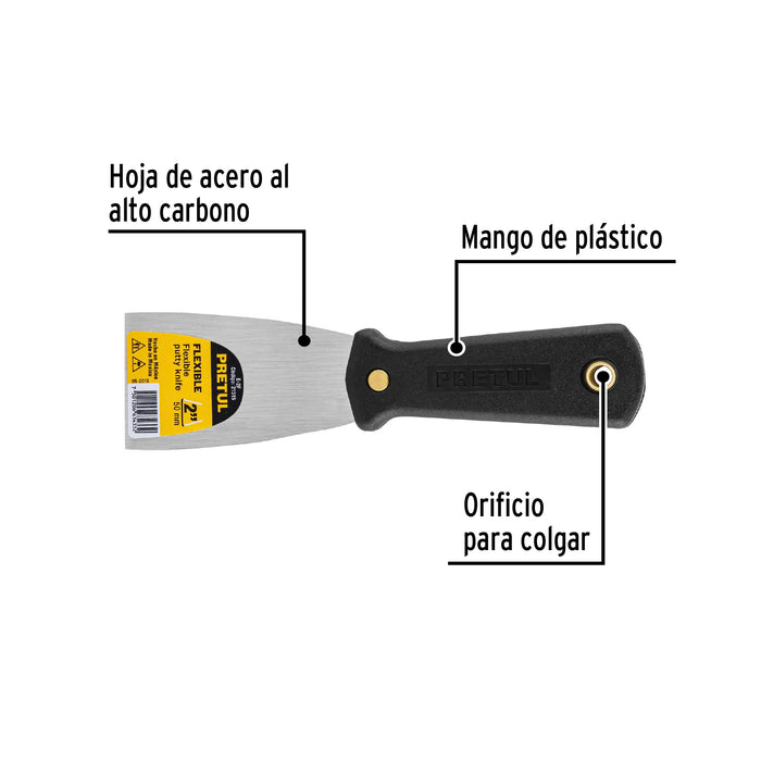 Espátula flexible 2' con mango de plástico, Pretul 21515 E-2F