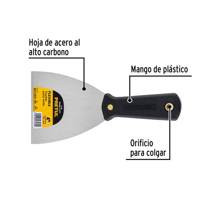 Espátula flexible 4' con mango de plástico, Pretul 21517 E-4F