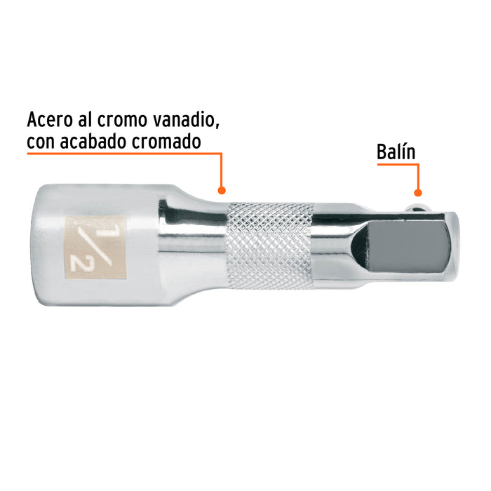 Extensión cuadro 1/2' para matraca, largo 2-1/2', Truper 13414 E-5460