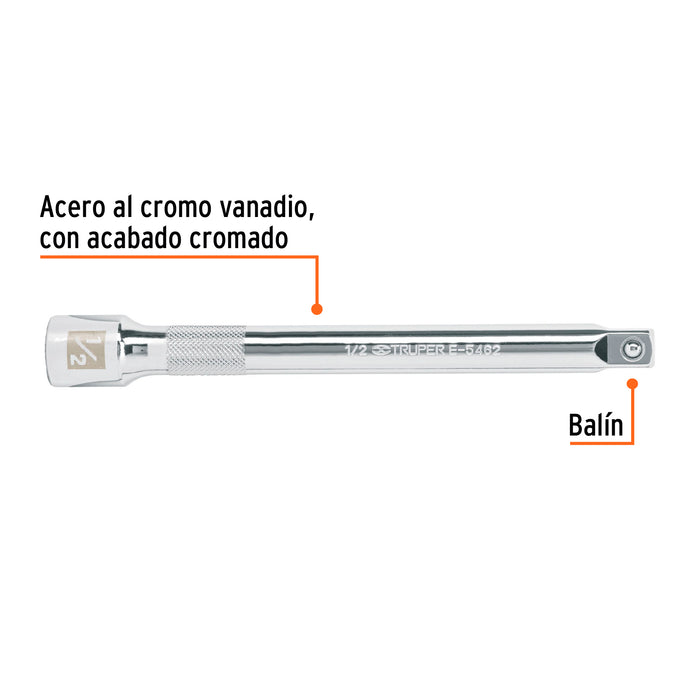 Extensión cuadro 1/2' para matraca, largo 8', Truper 13917 E-5462