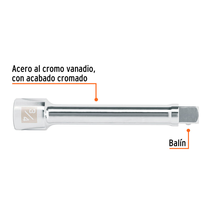 Extensión cuadro 3/4' para matraca, largo 8', Truper 13904 E-5661