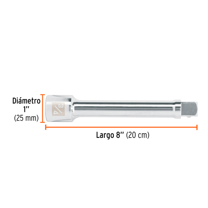Extensión cuadro 3/4' para matraca, largo 8', Truper 13904 E-5661
