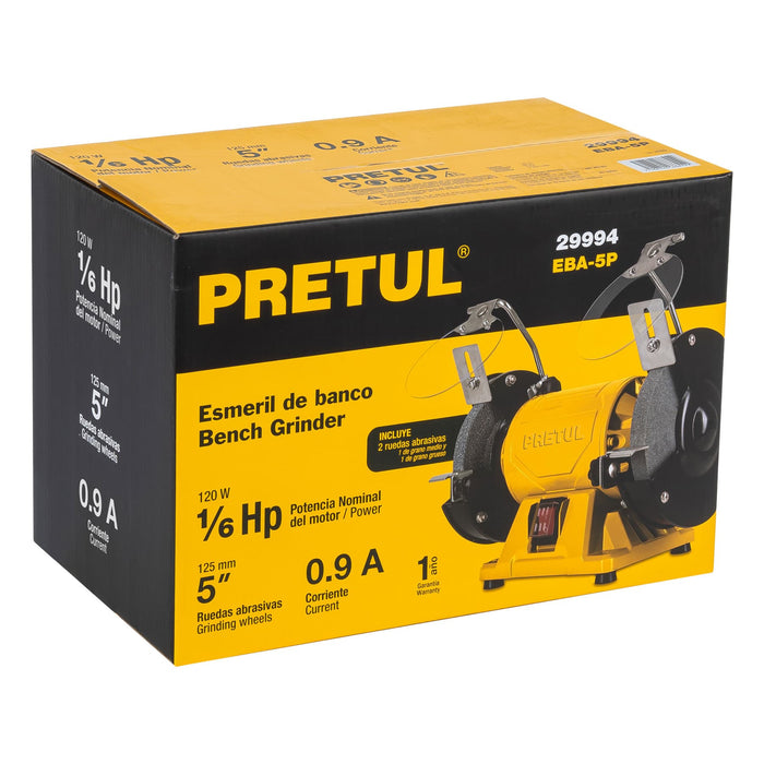 Esmeril de banco de 5' de 1/6 HP (120 W), Pretul 29994 EBA-5P