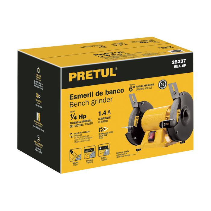 Esmeril de banco de 6' de 1/4 HP (185 W), Pretul 28237 EBA-6P