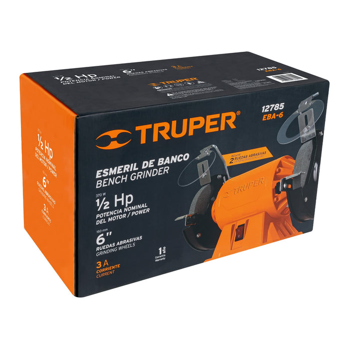 Esmeril de banco de 6' de 1/2 HP (370 W), Truper 12785 EBA-6