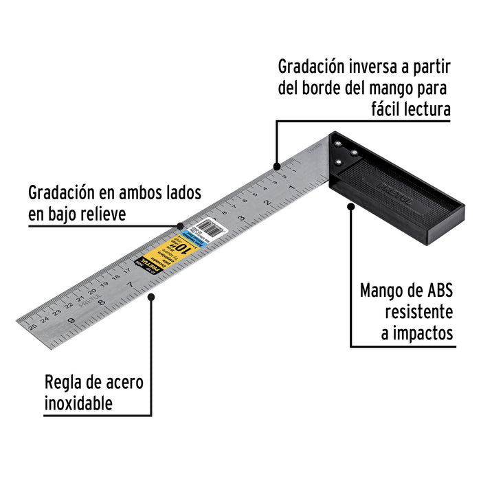 Escuadra 10' para carpintero con mango 100% de aluminio 14374 EC-10