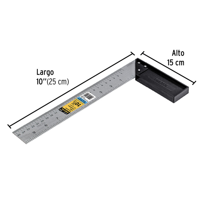 Escuadra 10' para carpintero, Pretul 26088 EC-10P