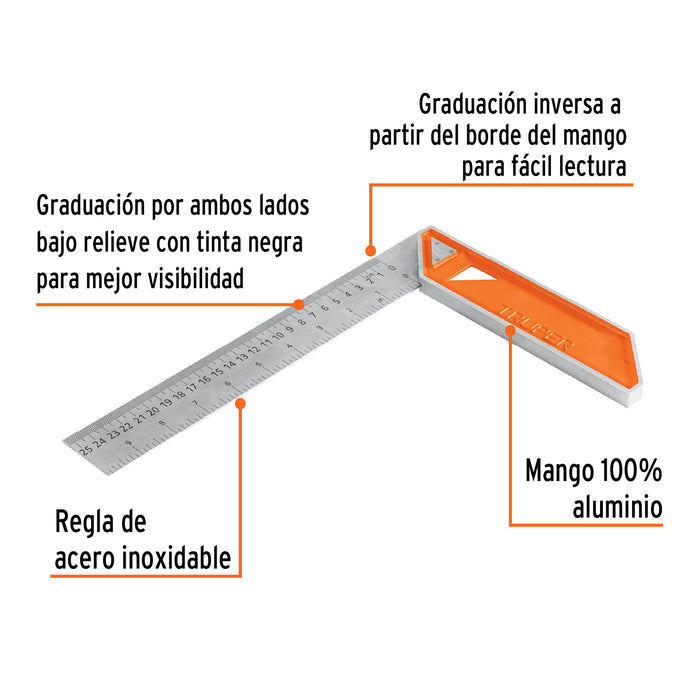 Escuadra 10' para carpintero con mango 100% de aluminio 14374 EC-10