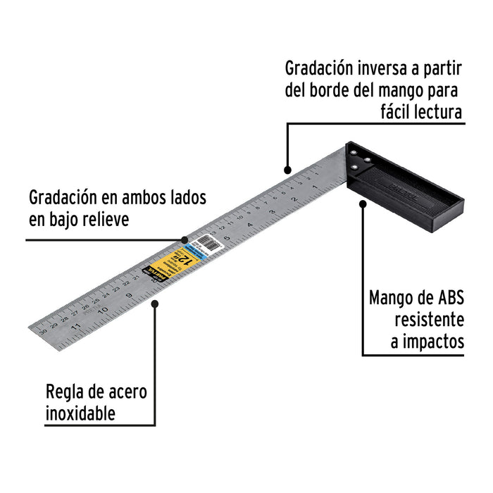 Escuadra 12' para carpintero, Pretul 26089 EC-12P