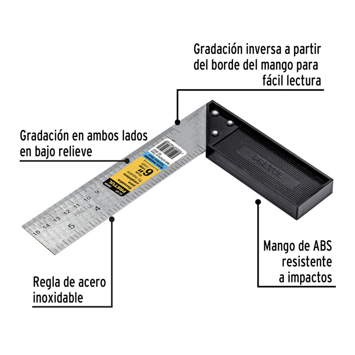 Escuadra 6' para carpintero, Pretul 26086 EC-6P