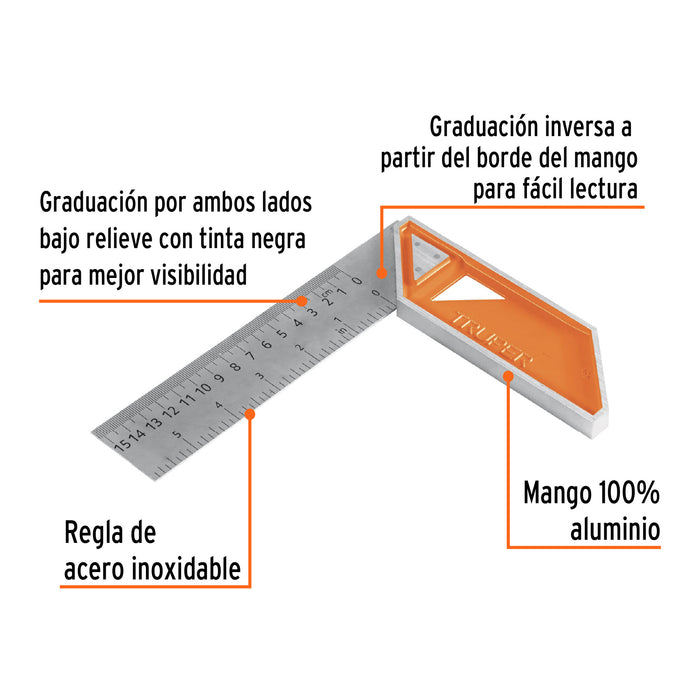 Escuadra 6' para carpintero con mango 100% de aluminio 14370 EC-6