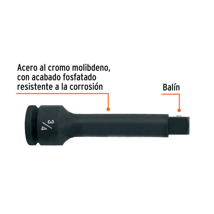 Extensión de impacto con cuadro de 3/4', largo 7', Truper 100951 EI-5667