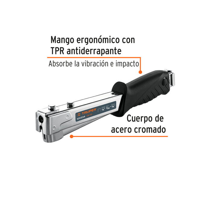 Engrapadora tipo martillo, uso rudo, Truper 100334 EM-50