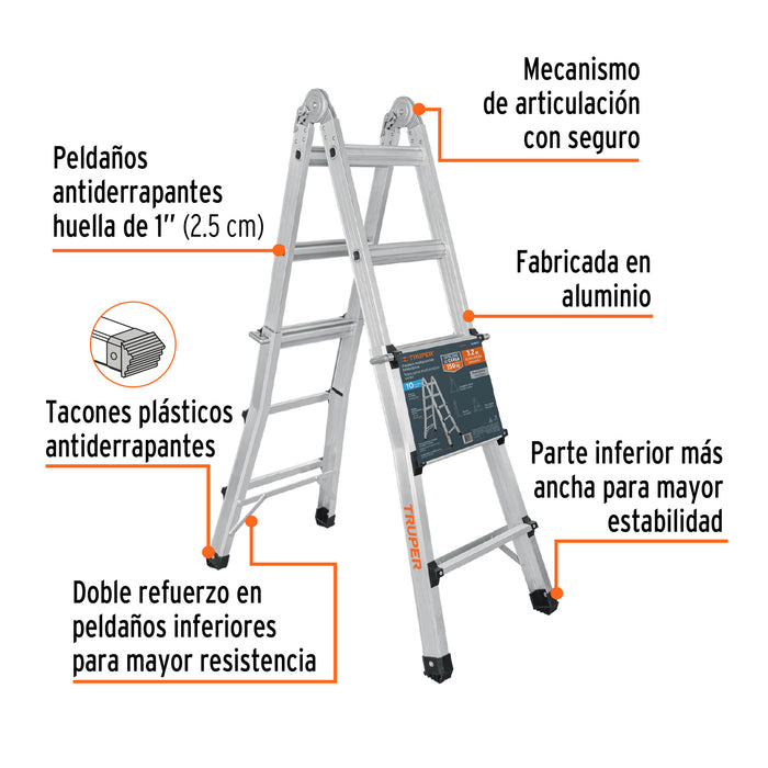 Multiescalera telescópica,3.2 m,capacidad de carga 150 kg 101883 EMT-10