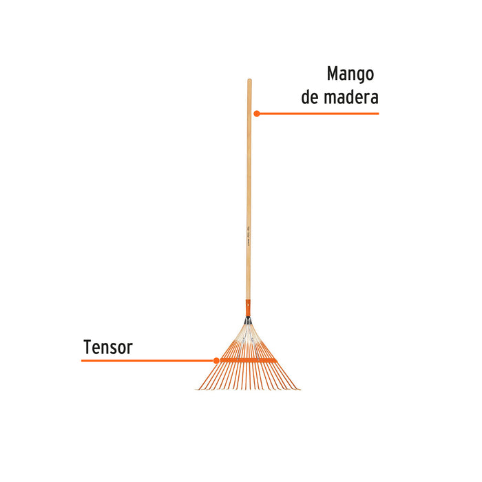 Escoba metálica para jardín,recta, 22 dientes, mango 48' 14328 EMX-22