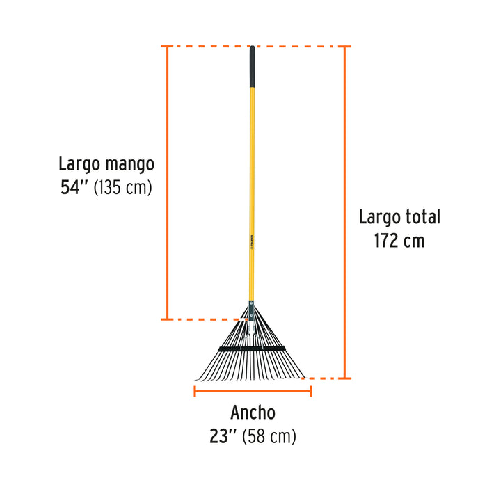 Escoba metálica para jardín, recta, 24 dientes, mango 54' 14342 EMX-24