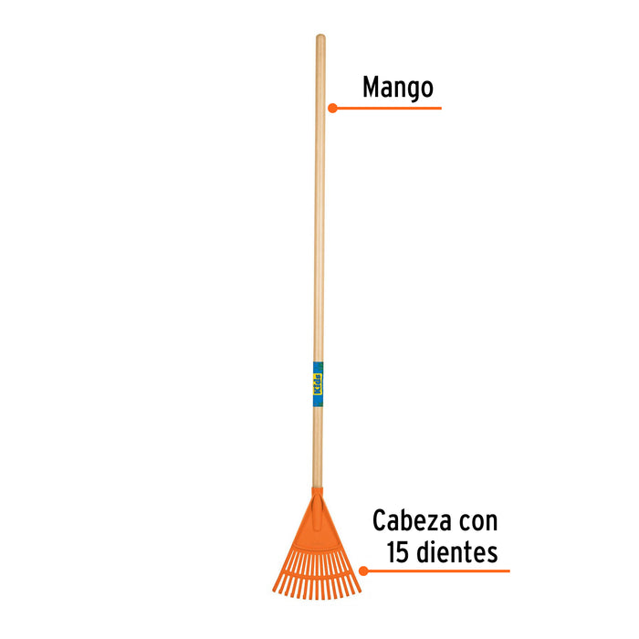 Escoba de jardín para niños con mango de 42', Truper 14346 EP15-KID