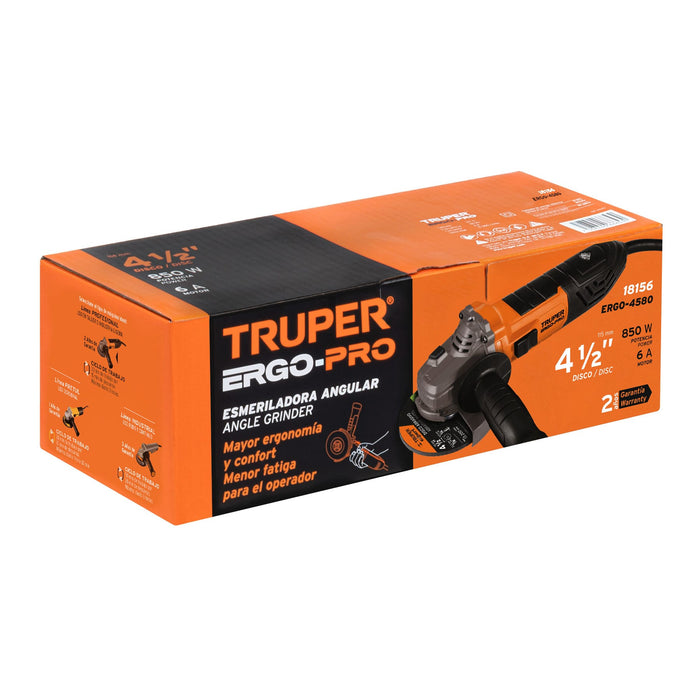 Esmeriladora angular 4-1/2' 850 W, ERGO-PRO, Truper 18156 ERGO-4580