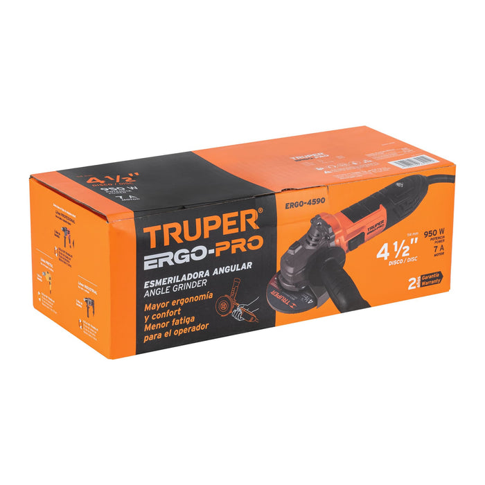 Esmeriladora angular 4-1/2' 950 W, ERGO-PRO, Truper 13935 ERGO-4590