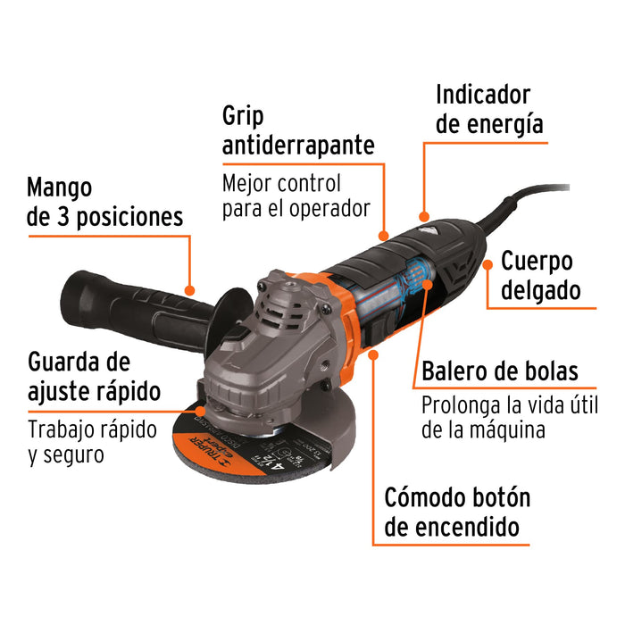 Esmeriladora angular 4-1/2' 950 W, ERGO-PRO, Truper 13935 ERGO-4590