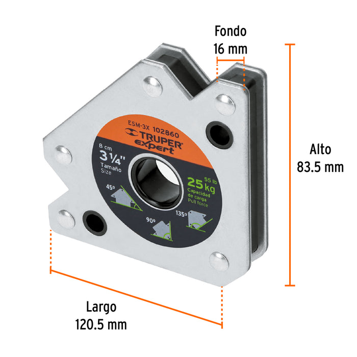 Escuadra magnética 3' para soldar, capacidad 25 kg, Expert 102860 ESM-3X