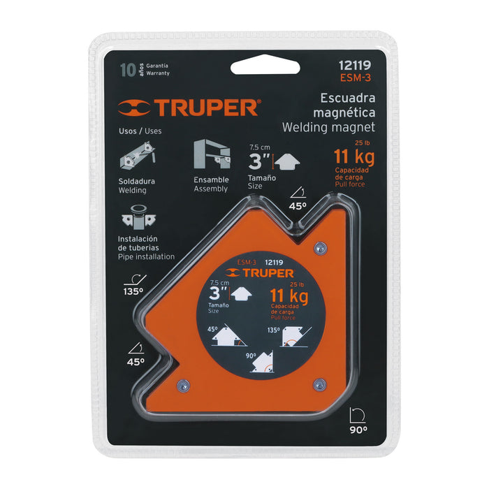 Escuadra magnética 3' para soldar, capacidad 11 kg, Truper 12119 ESM-3