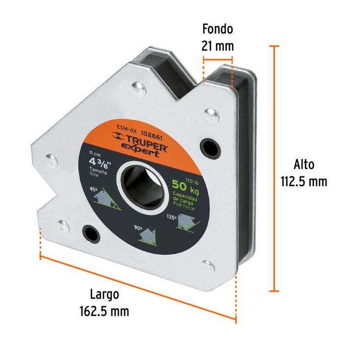 Escuadra magnética 4' para soldar, capacidad 50 kg, Expert 102861 ESM-4X