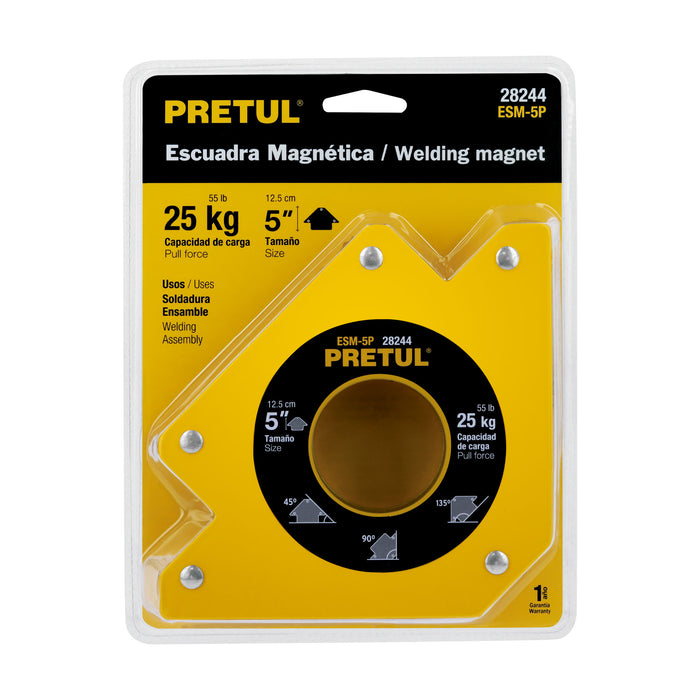 Escuadra magnética 5' para soldar, capacidad 25 kg, Pretul 28244 ESM-5P