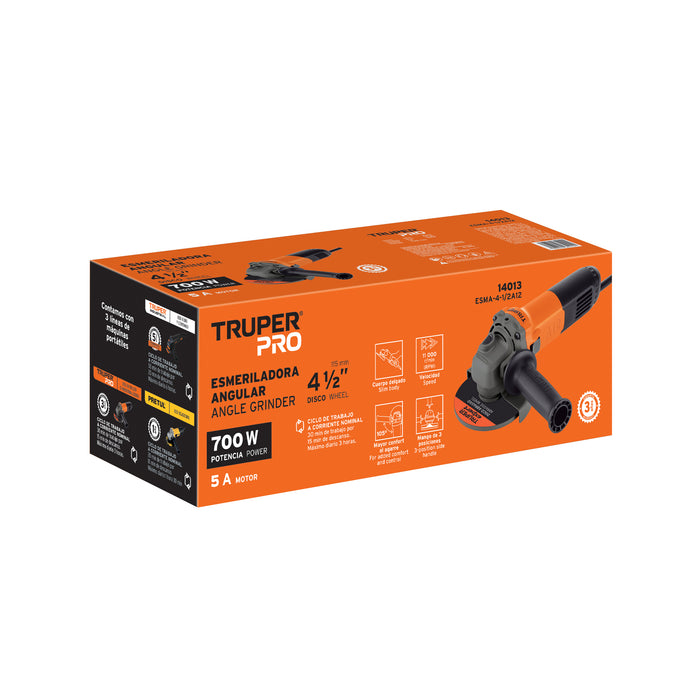 Esmeriladora angular 4-1/2' 700 W, profesional, Truper Código: 14013