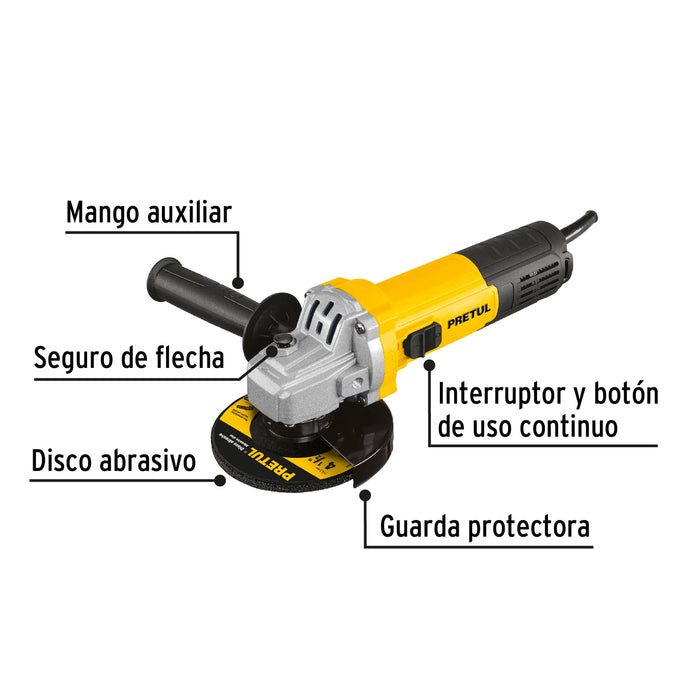 Esmeriladora angular 4-1/2' 550 W, Pretul Código: 28236