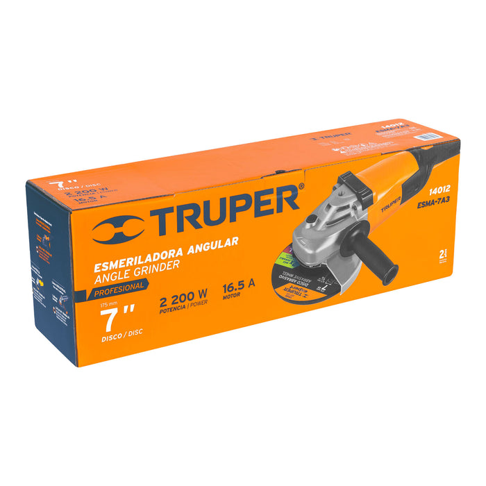 Esmeriladora angular 7' 2200 W, profesional, Truper 14012 ESMA-7A3