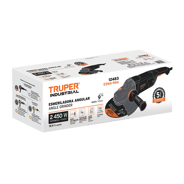 Esmeriladora angular 9' 2450 W, Truper Expert 12483 ESMA-9N4