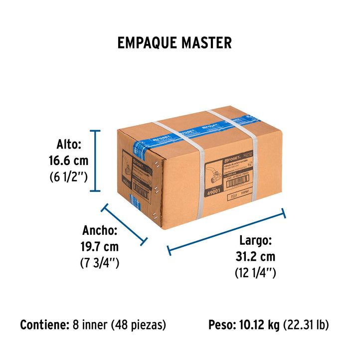 Válvula de esfera de latón, roscable 3/4', Foset 49001