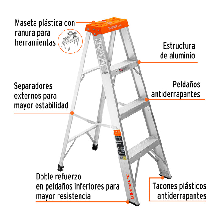 Escalera de tijera tipo II 3 peldaños, Truper 10435 EST-23