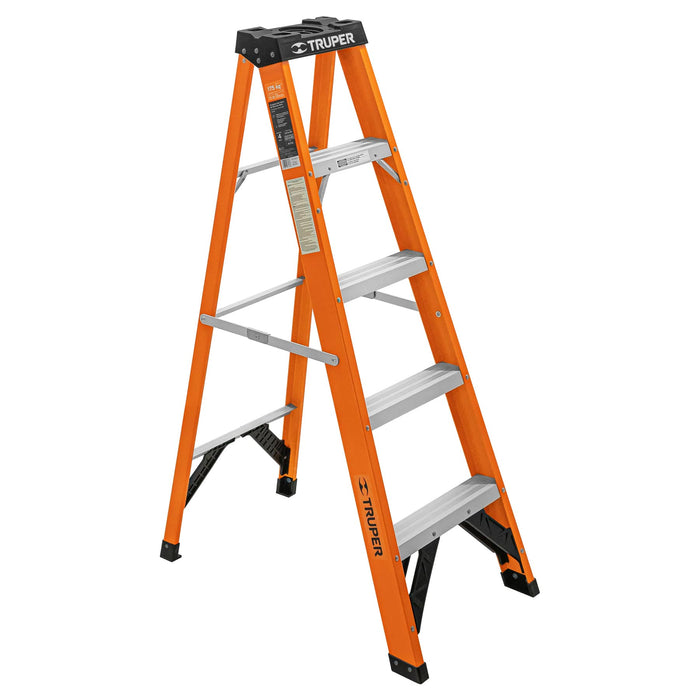 Escalera de tijera tipo ll 4 peldaños y bandeja, Truper 10264 EST-24