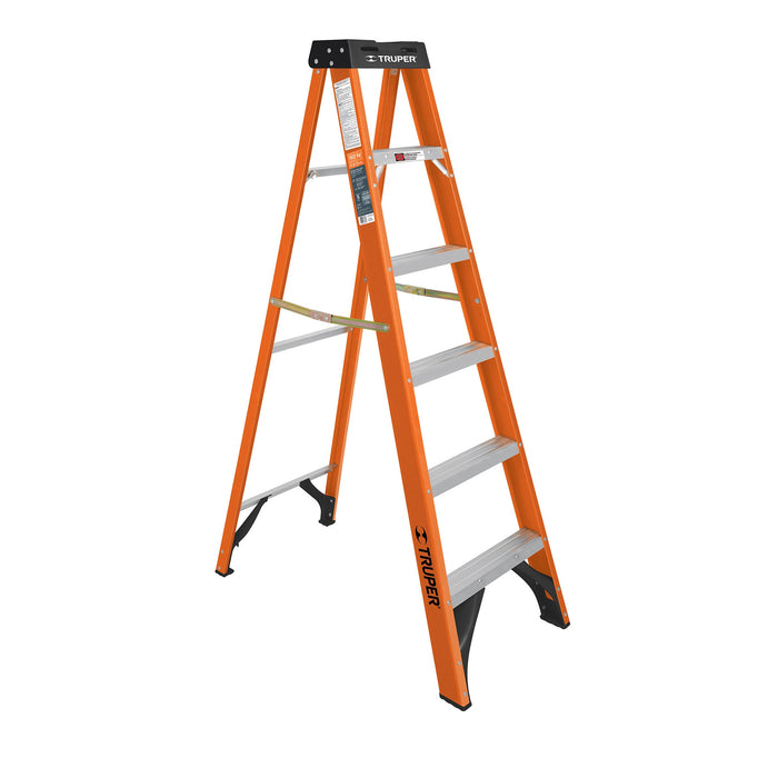 Escalera de tijera tipo ll 5 peldaños y bandeja, Truper 10335 EST-25