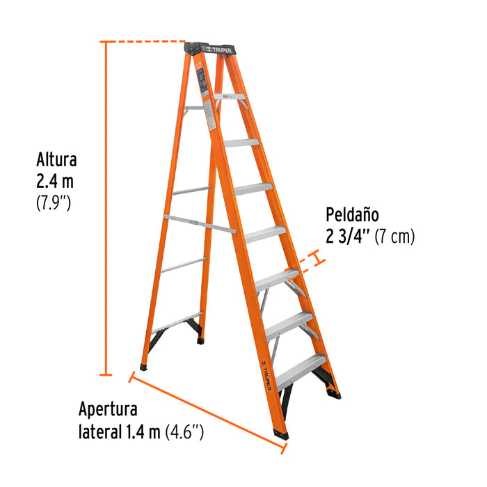 Escalera de tijera tipo II 7 peldaños y bandeja, Truper 10337 EST-27