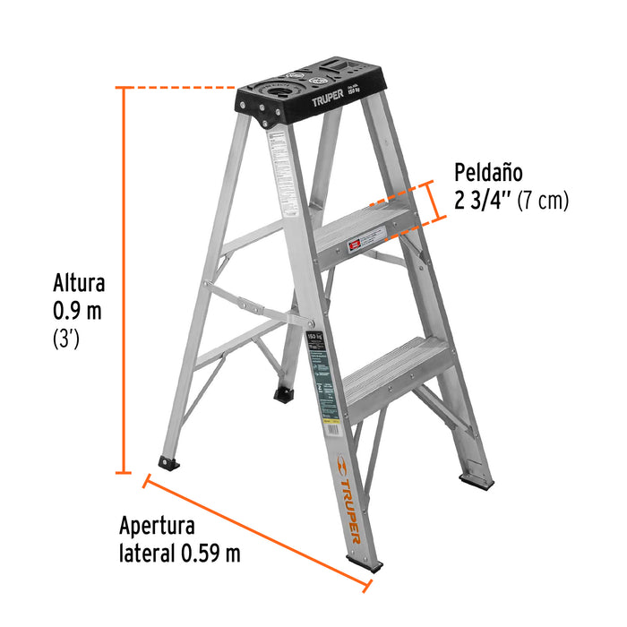 Escalera de tijera tipo III 2 escalones, Truper 16740 EST-32