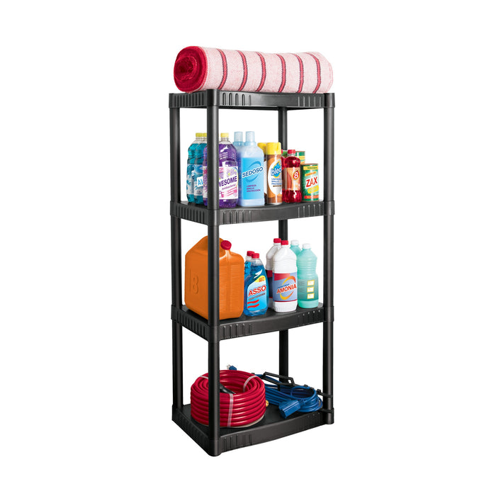 Estante plástico 4 repisas cap. 27 Kg 123 x 36 x 56, Pretul 25075 EST-4P