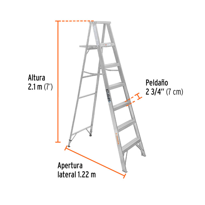 Escalera de tijera 100% aluminio tipo lll 6 peldaños, Truper 10442 ESTA-36