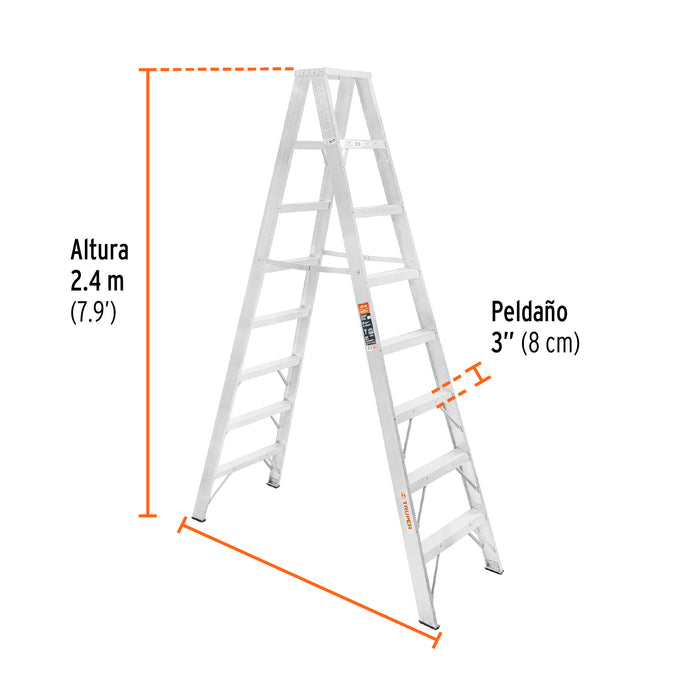 Escalera de tijera doble, tipo ll, 7 escalones, Truper 10498 ESTD-27
